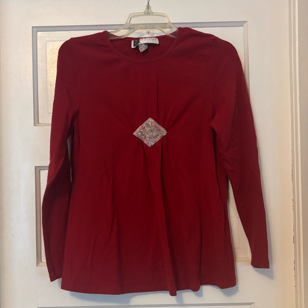 Tomorrow's Mother Elegant Red Long Sleeve Maternity Top